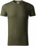 Férfi póló, texturált organikus pamut, military
