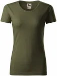 Női póló, texturált organikus pamut, military