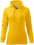 Női pulóver kapucnival, sárga
