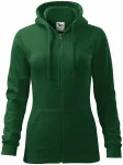 Női pulóver kapucnival, üveg zöld
