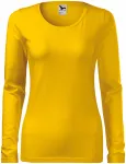 Női testhezálló, hosszú ujjú póló, sárga