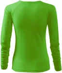 Női testhezálló póló, V-alakú nyakkivágással, alma zöld